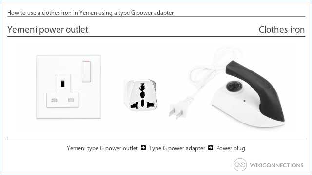 How to use a clothes iron in Yemen using a type G power adapter