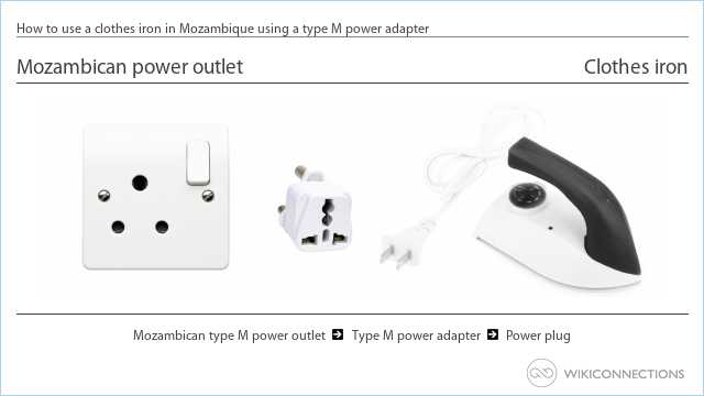 How to use a clothes iron in Mozambique using a type M power adapter