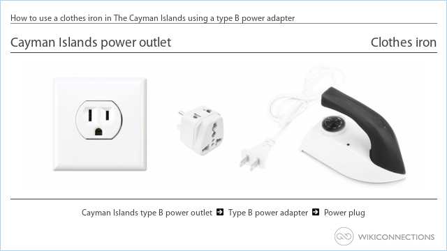 How to use a clothes iron in The Cayman Islands using a type B power adapter