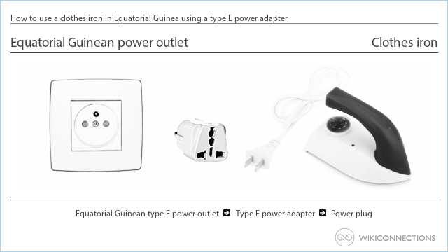 How to use a clothes iron in Equatorial Guinea using a type E power adapter