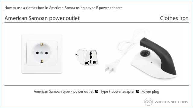 How to use a clothes iron in American Samoa using a type F power adapter