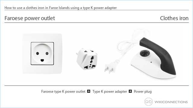 How to use a clothes iron in Faroe Islands using a type K power adapter