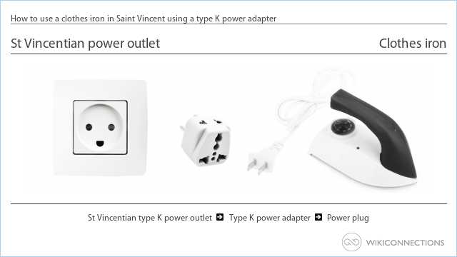 How to use a clothes iron in Saint Vincent using a type K power adapter