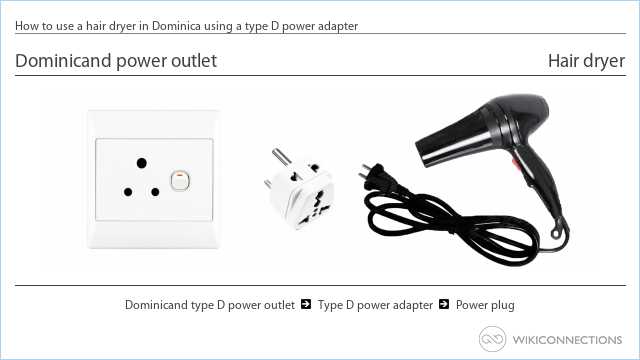 How to use a hair dryer in Dominica using a type D power adapter