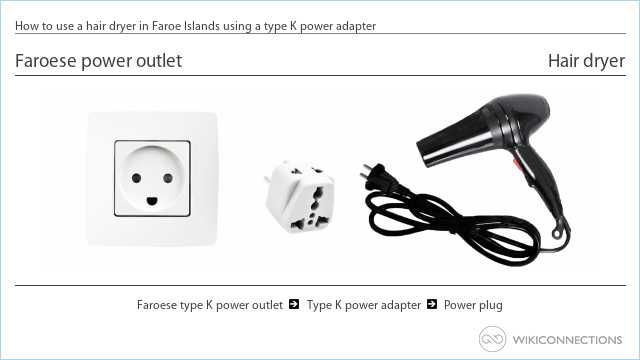 How to use a hair dryer in Faroe Islands using a type K power adapter