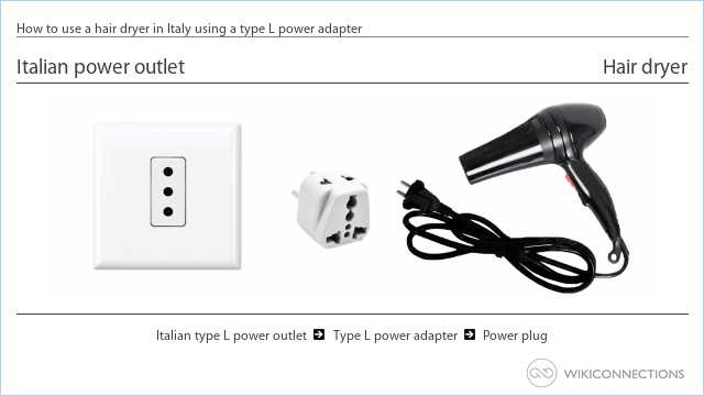 How to use a hair dryer in Italy using a type L power adapter
