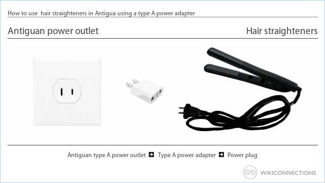 How to use  hair straighteners in Antigua using a type A power adapter