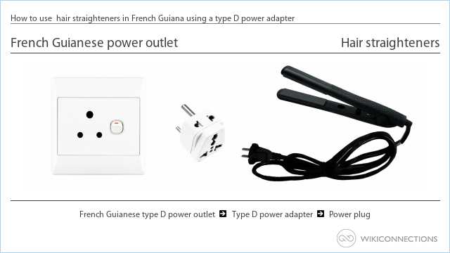 How to use  hair straighteners in French Guiana using a type D power adapter