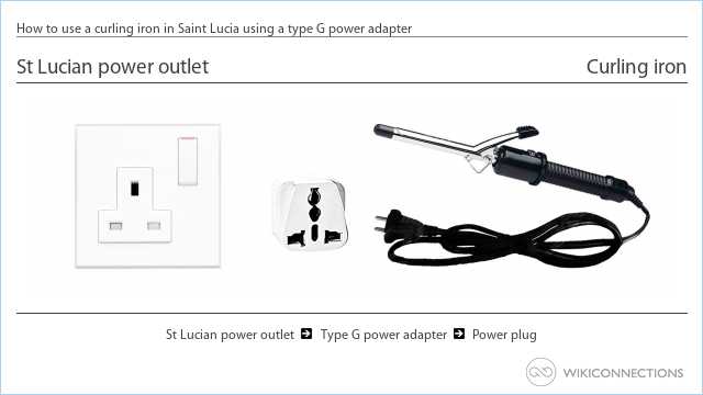 How to use a curling iron in Saint Lucia using a type G power adapter