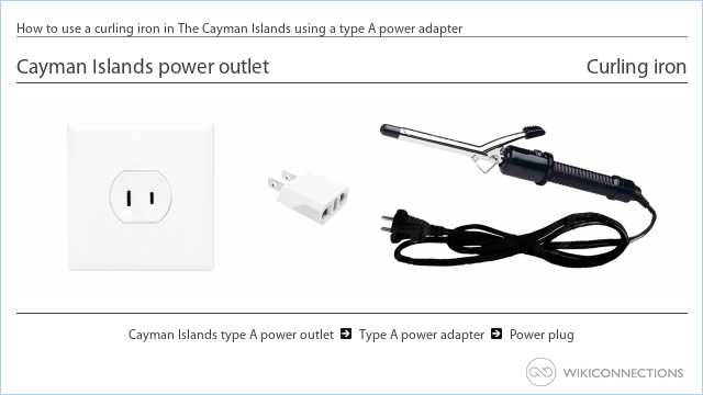 How to use a curling iron in The Cayman Islands using a type A power adapter