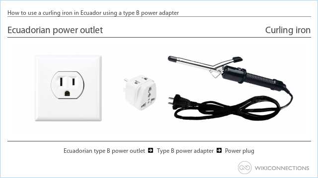 How to use a curling iron in Ecuador using a type B power adapter