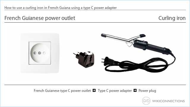 How to use a curling iron in French Guiana using a type C power adapter