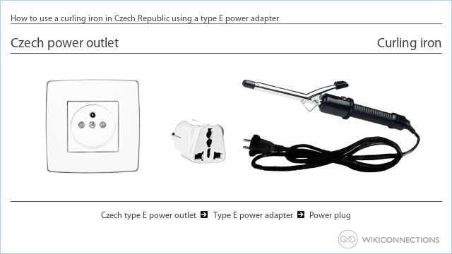 How to use a curling iron in Czech Republic using a type E power adapter