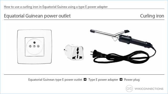 How to use a curling iron in Equatorial Guinea using a type E power adapter