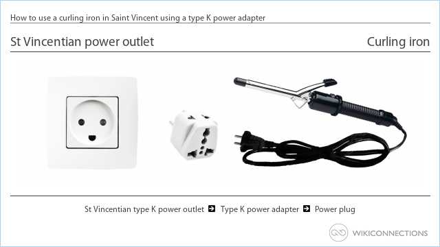 How to use a curling iron in Saint Vincent using a type K power adapter